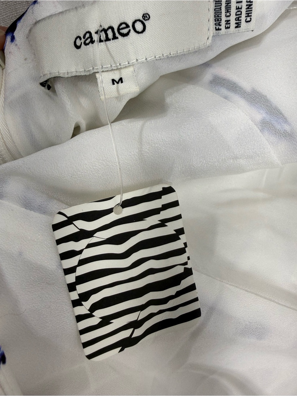 cameo White Marble Halter Peplum Mini Dress with Navy Accents - Picture 10 of 11